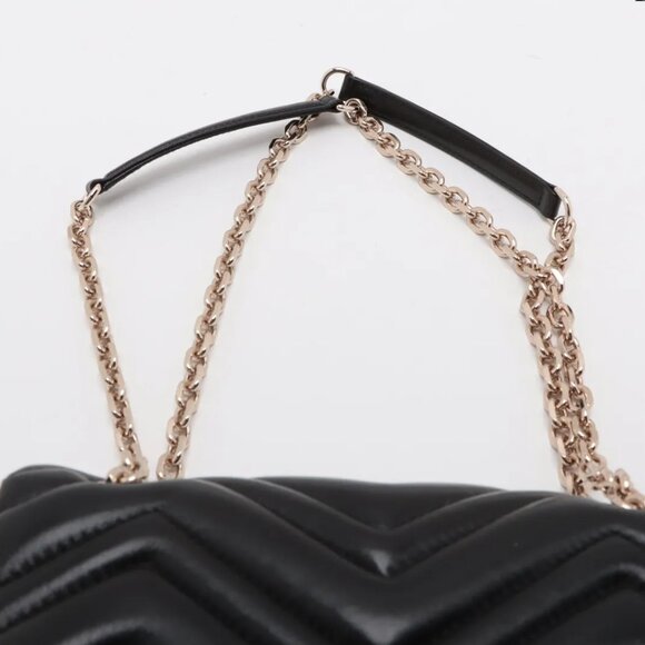 COA INCLUDED - Gucci GG Marmont Leather Chain Shoulder Bag Black 837280 - Picture 6 of 10